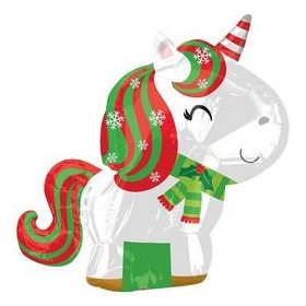 Karácsonyi fólia lufi 18" 45cm, Unikornis, 383601