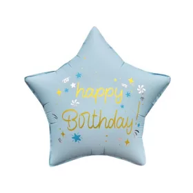   Szülinapi lufi 18" 45cm Happy Birthday, Csillag Világoskék
