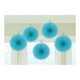 Függő dekoráció, legyező 15,2cm 5db, kék