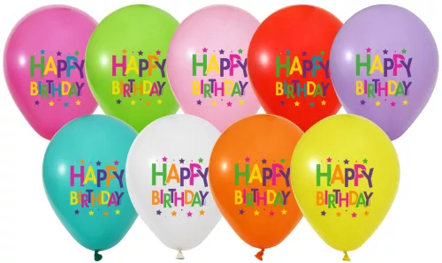 BALONEVI lufi, 12" 30cm, 8db/cs, Happy Birthday Superstars