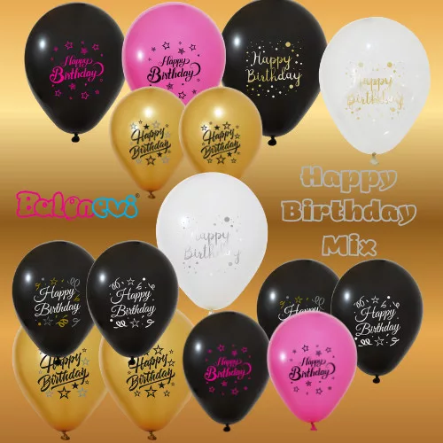 BALONEVI lufi, 12" 30cm, 50db/cs, Happy Birthday Mix