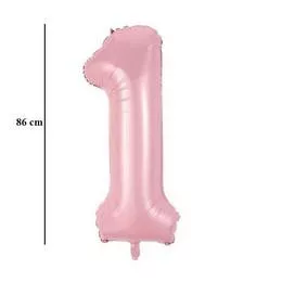 Számos lufi 34" 86cm óriás babaRózsaszín szám, számjegy 1-es 
