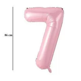 Számos lufi 34" 86cm óriás babaRózsaszín szám, számjegy 7-es 