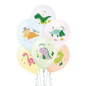 Mintás latex lufi 11" 28cm 6db  dinoszaurusz