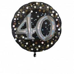 Számos lufi 27" 68cm óriás fólia szám, 3D - Sparkling Birthday 40-es, Héliummal töltve, n3215201