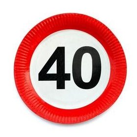   Papírtányér sebességkorlátozó 40-es számmal 23cm 6db, 20680