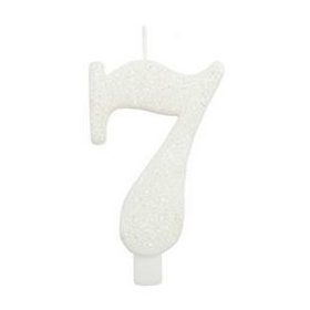 Számgyertya, csillogó fehér, 7-es, gi50807