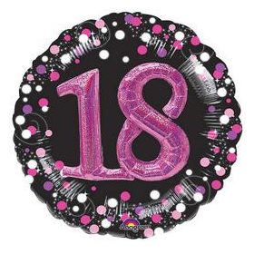   Számos lufi 32" 81cm óriás szám, 3D - Sparkling Birthday 18 Pink