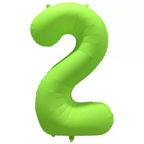 Számos lufi 34" 86cm óriás neon zöld szám, számjegy 2-es, 