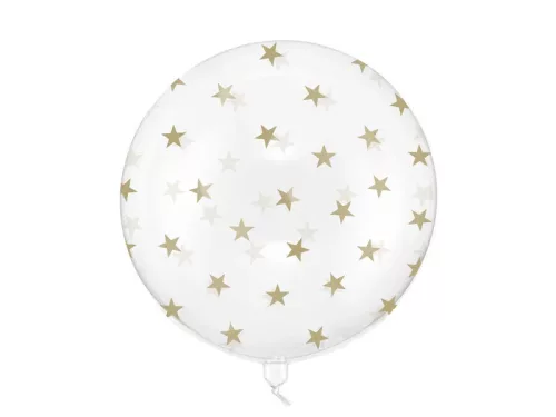 Buborék lufi gömb lufi 24" 60cm, átlátszó, csillag mintás