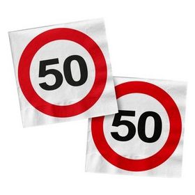   Szalvéta sebességkorlátozó számos 33x33cm 20db 50-es számmal, 28375