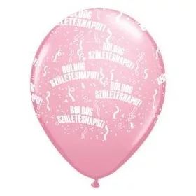   Szülinapi lufi 11" 28cm 6db Boldog születésnapot! Rózsaszín