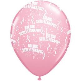 Szülinapi latex lufi 11" 28cm 6db Boldog születésnapot! rózsaszín, q48008-3rp