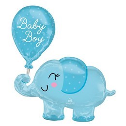 Óriás fólia lufi 31"  78 cm Baby boy, kék elefánt, n4312375