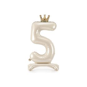   Talpas számos lufi 40" (103cm) fólia szám, számjegy, 5-ös csak levegővel tölthető, Krémszínű