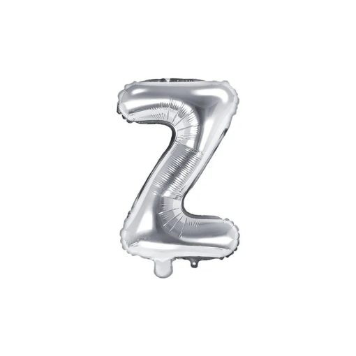 Betű lufi 16" 40cm ezüst fólia betű, Z betű, levegővel tölthető