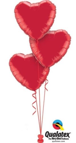 Héliumos luficsokor 3db lufi, szerelem, szív, Valentin nap - INGYENES KISZÁLLÍTÁSSAL 