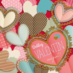 Képeslap, 14x14cm, VNA03, Boldog Valentin napot
