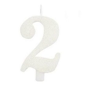 Számgyertya, csillogó fehér, 2-es, gi53102