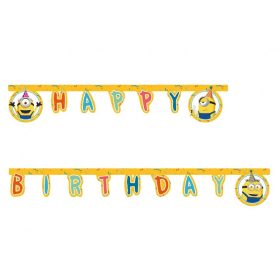 Betűfüzér Happy Birthday felirat, 2m, Gru, Minion, Minyon