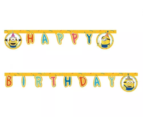 Betűfüzér Happy Birthday felirat, 2m, GRU, Minion