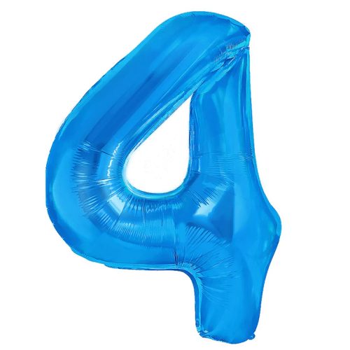 Számos lufi 14" (35cm) fólia szám, számjegy 4 levegővel tölthető, kék
