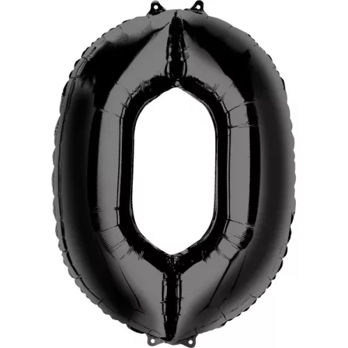 Számos lufi 34" 86cm óriás Fekete szám, számjegy 0 