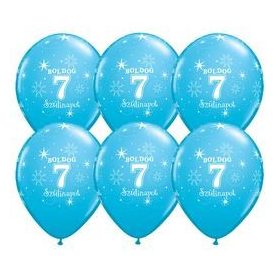   Szám, Számos latex lufi 11" 28cm 6db 7-es lufi Boldog 7. szülinapot!, q37723rp