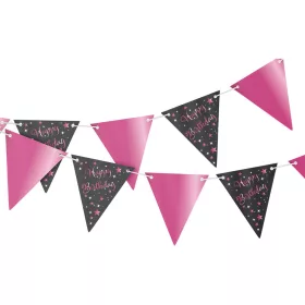 Zászlófüzér Happy Birthday 4m, Pink