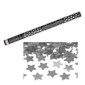 Konfetti ágyú, 80cm, ezüst csillagokat kilövő