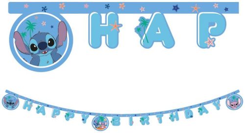 Betűfüzér Happy Birthday felirat, 2m, Stitch