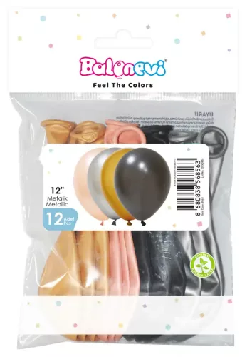 BALONEVI lufi, 12" 30cm, 12db/cs, Metallic Adult Assorted