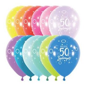   Szám, Számos latex lufi 11" 28cm 6db 50-es lufi Boldog 50. szülinapot!