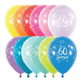   Szám, Számos lufi 11" 28cm 6db 60-as lufi Boldog 60. szülinapot!
