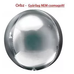 Egyszínű gömb lufi 14" 35cm Ezüst Orbz