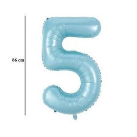 Számos lufi 34" 86cm óriás Világoskék szám 5-ös