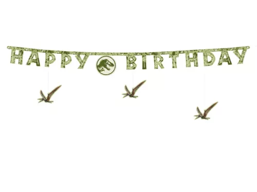 Betűfüzér Happy Birthday felirat, dinoszaurus, Jurassic World