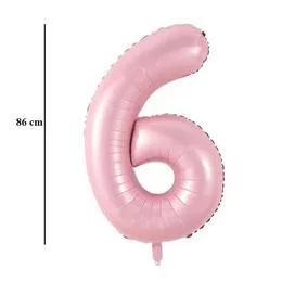 Számos lufi 34" 86cm óriás babaRózsaszín szám, számjegy 6-os 
