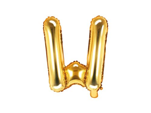 Betű lufi 14" 35cm arany fólia betű, W betű, levegővel tölthető