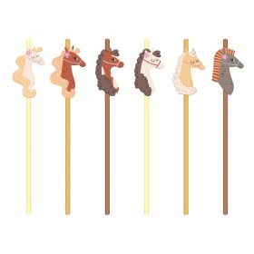 Szívószál papír 6db, Lovak