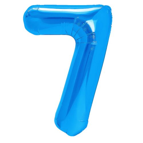 Számos lufi 14" (35cm) fólia szám, számjegy 7 levegővel tölthető, kék