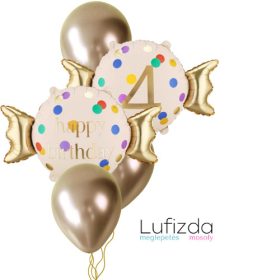   Héliumos luficsokor szülinapra, 4-es számmal - INGYENES GLS szállítással