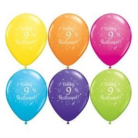   Szám, Számos latex lufi 11" 28cm 6db 9-es lufi Boldog 9. szülinapot!, q48180rp