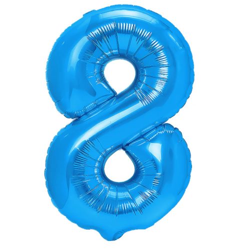 Számos lufi 14" (35cm) fólia szám, számjegy 8 levegővel tölthető, kék