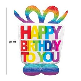  Óriás fólia lufi dekoráció, Airloonz, 50" 127cm Szülinapi Ajándékdoboz, csak levegővel tölthető
