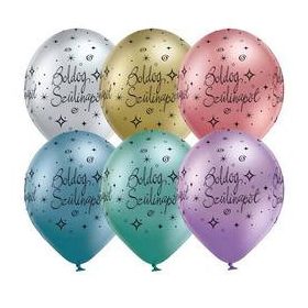   Szülinapi latex lufi 11" 28cm 6db Boldog születésnapot! Chrome, 48206