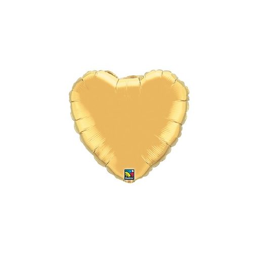 Egyszínű szív fólia lufi 18" 45cm Gold, arany szív, 99597, héliummal töltve