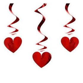 Függő dekoráció 3db, szív