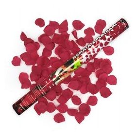 Konfetti ágyú, 60cm-es, piros rózsákat kilövő