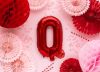 Betű lufi 14" 35cm piros fólia betű, Q betű, levegővel tölthető